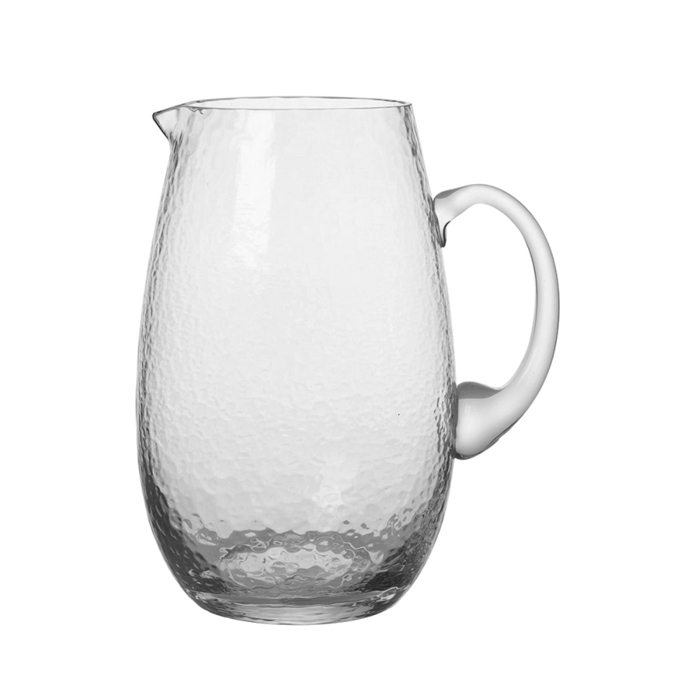 Hammered Hammered Mouth Blown Jug, H22cm, Clear-0