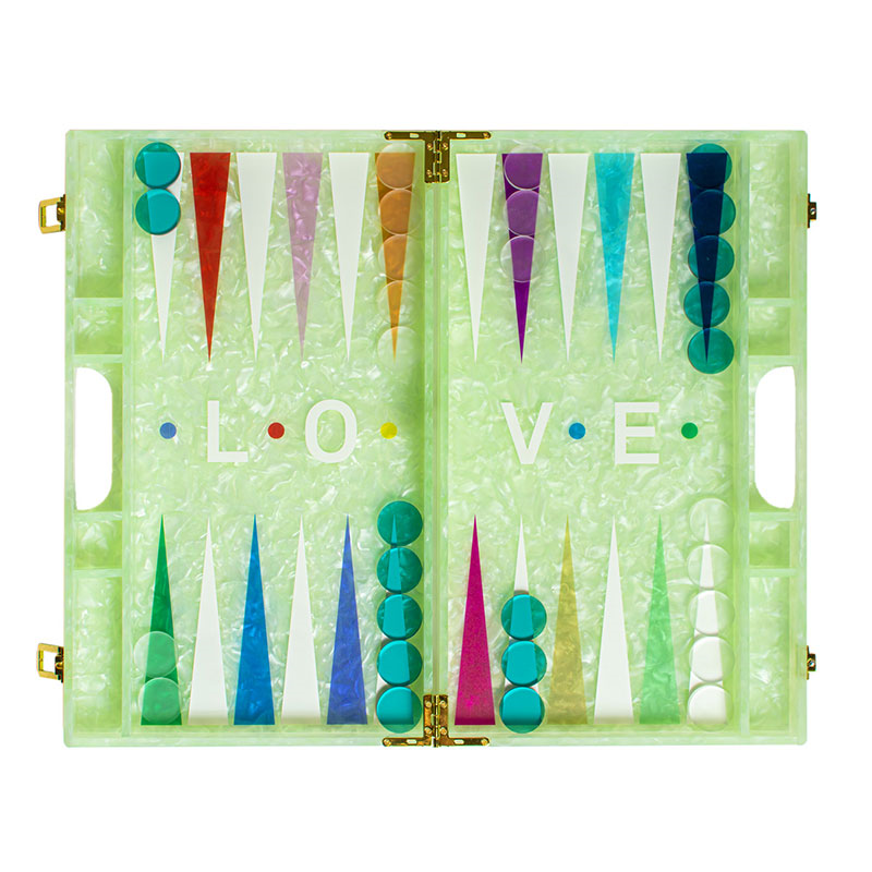 Love Backgammon Board, L45 x W38cm, Green-1