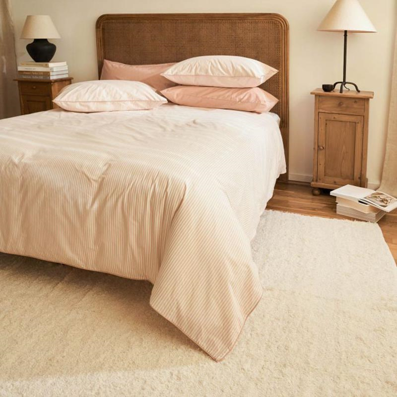 The Stripe 200 Thread Count Duvet Cover, Double, Clay Pink-0