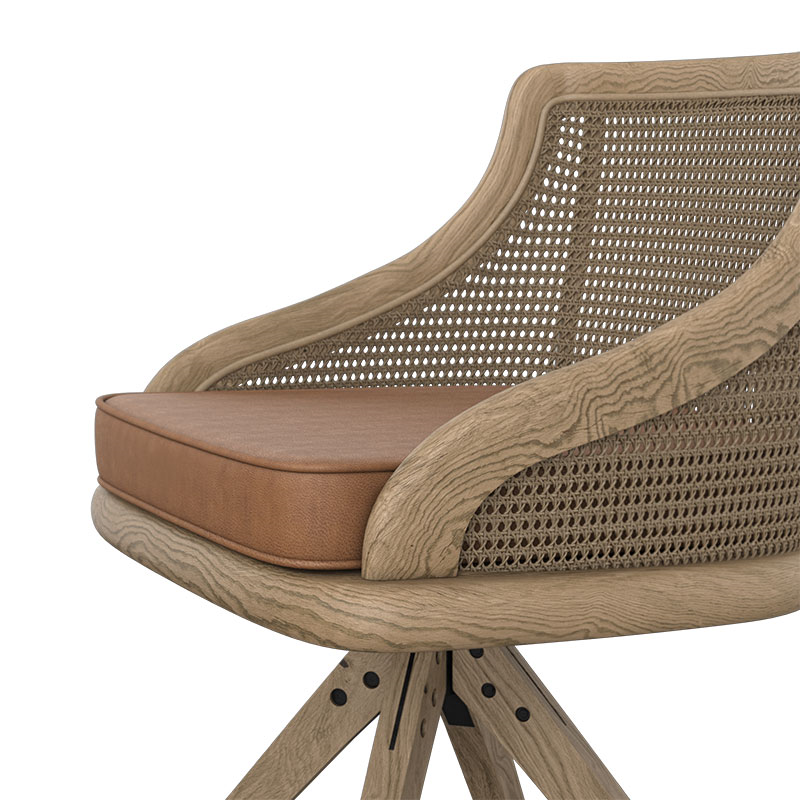 Carlos Cane Swivle Chair, Natural-4