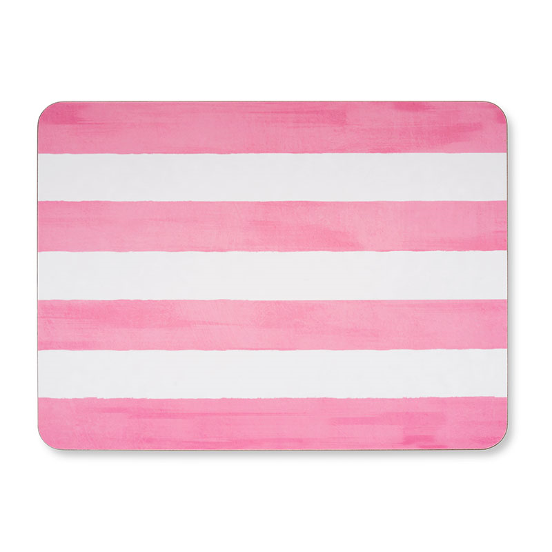 Stripe Rectangle Placemat, 38 x 29 cm, Rose Pink-2