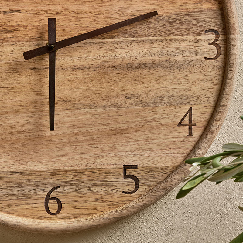 Som Mango Wood Clock, D40cm, Natural-5