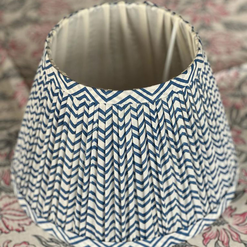 Zig Zag Lampshade, 10", Navy-1