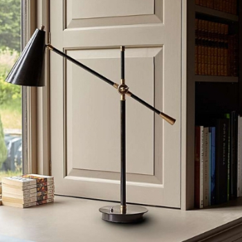 Desk Lamp, Mo, Brass & Black Hood, 62cm-0