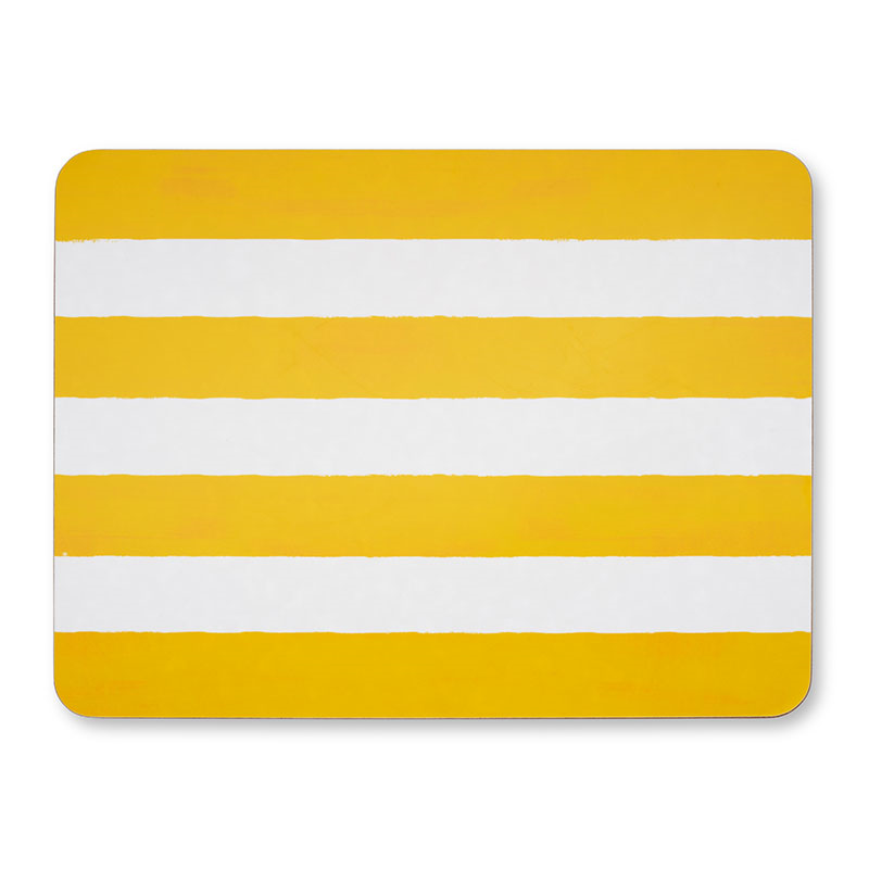 Stripe Rectangle Placemat, 38 x 29 cm, Lemon Yellow-2