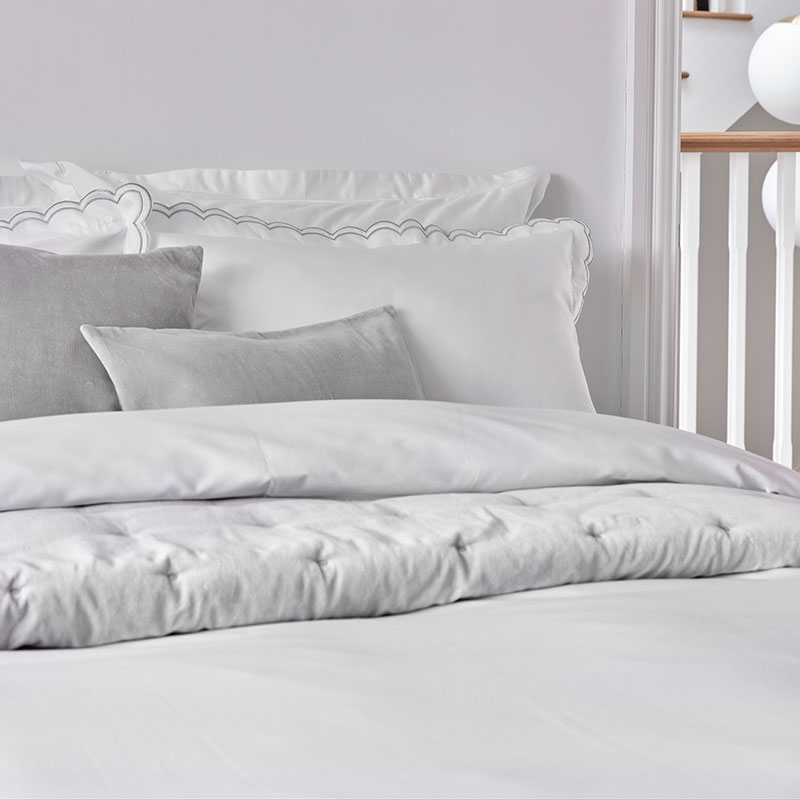 Scallop Edge Duvet Set, Double, Silver-4