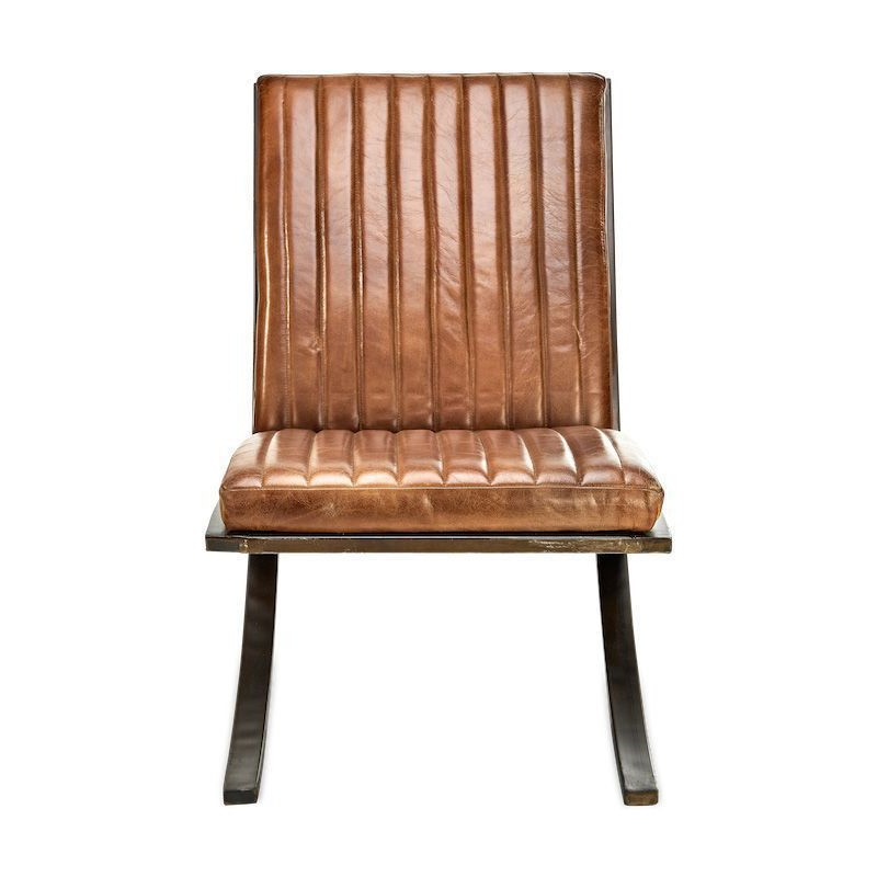 Narwana Lounger, Aged Leather and Iron-1