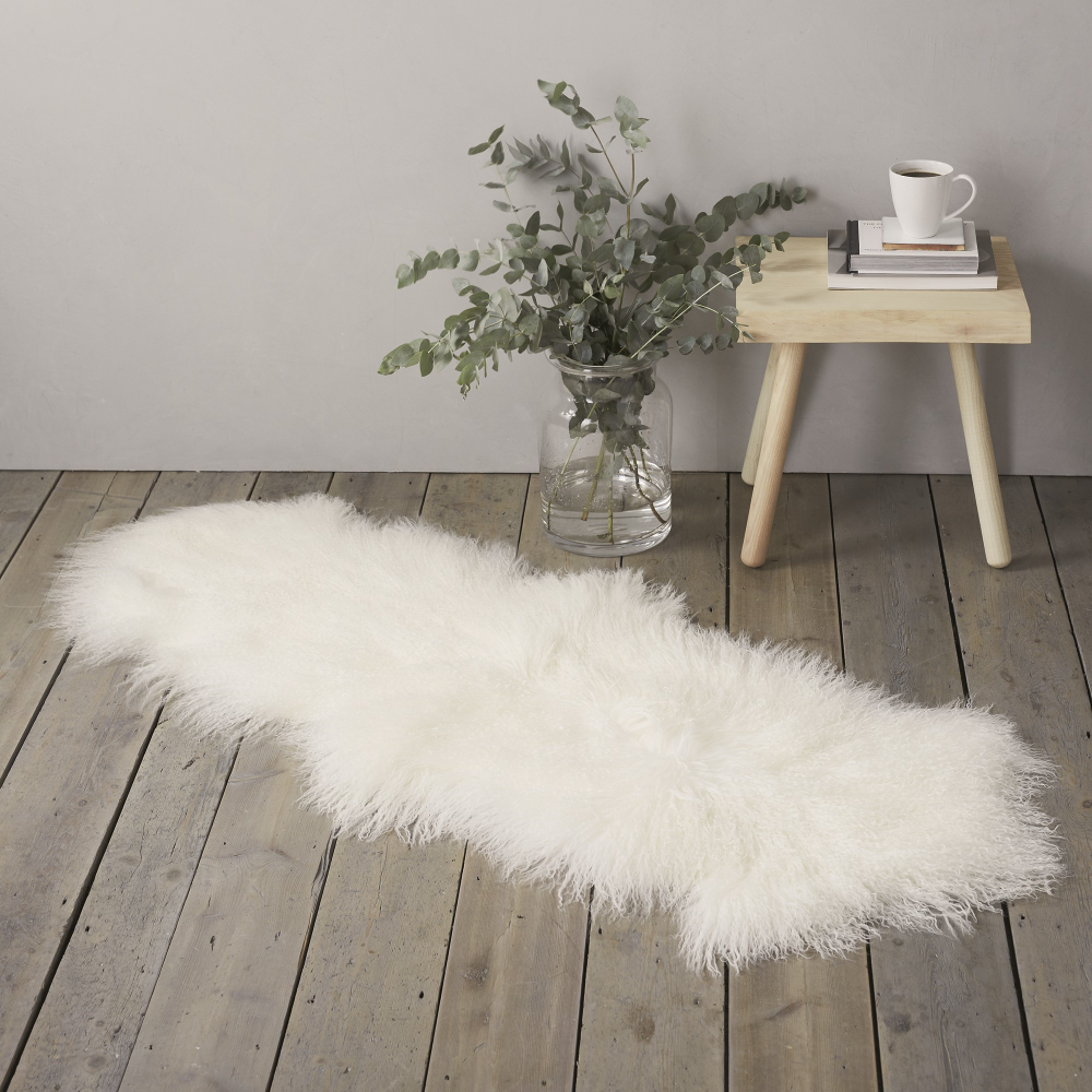 Tibetan Sheepskin rug, W55 x L150cm, Ivory-0