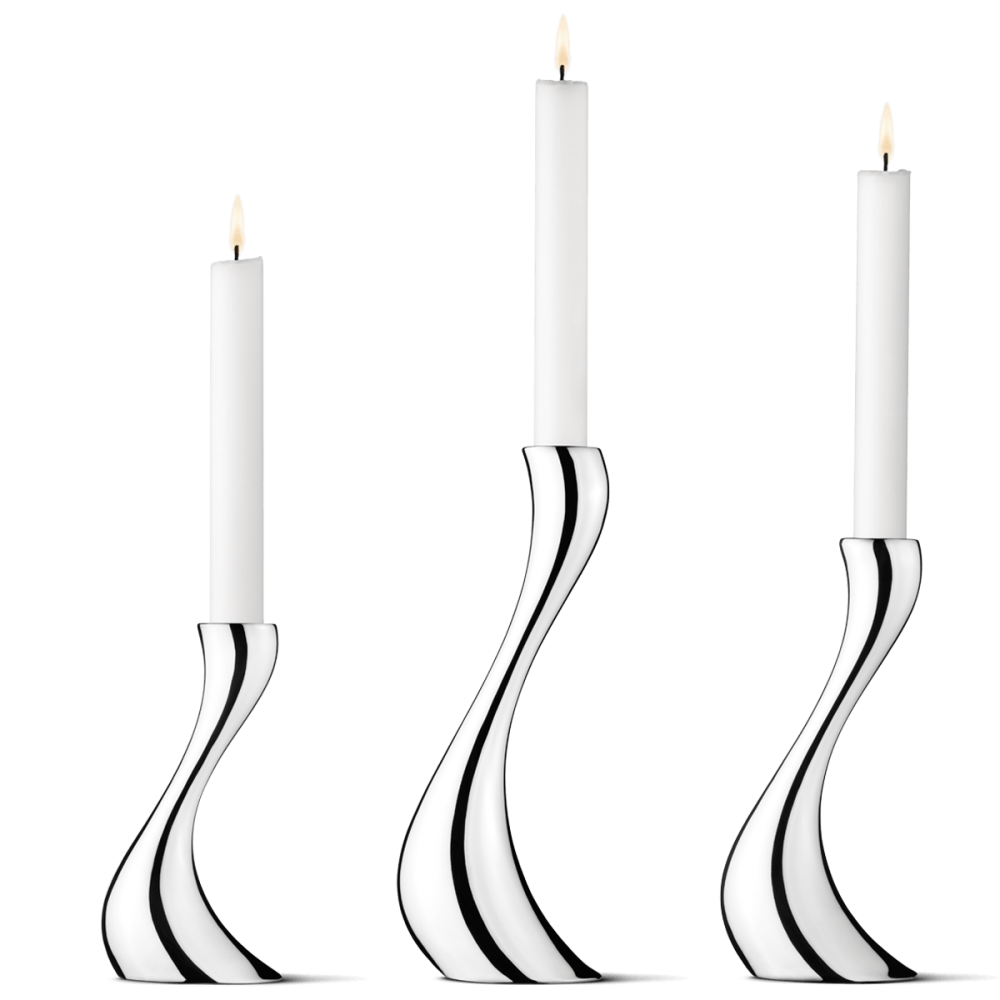 Cobra Set of 3 candleholders, 16, 20, 24cm, Stainless Steel-0