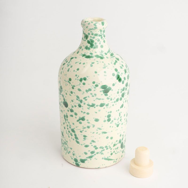 Splatter Ceramic Bottle, 500ml, Pistachio-1