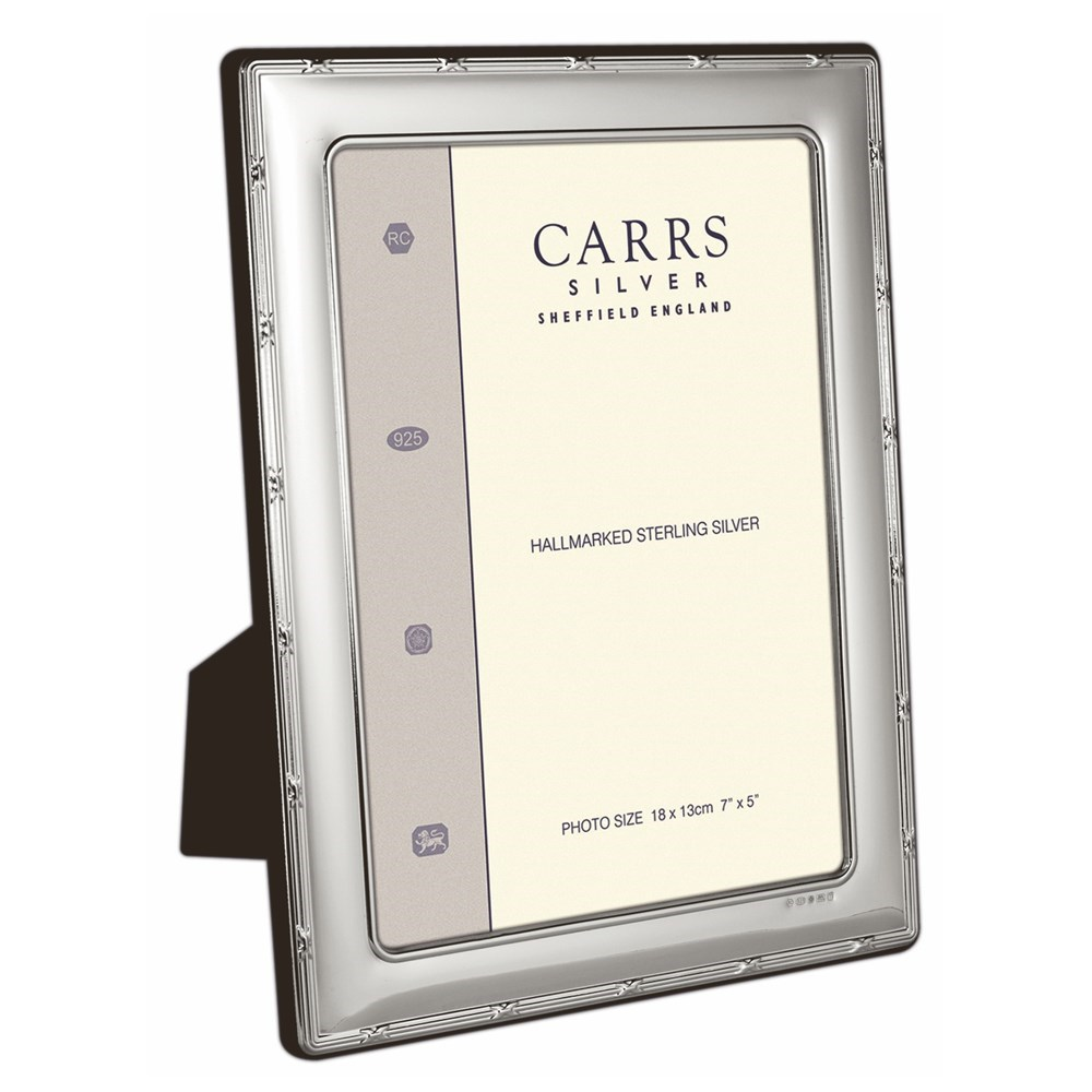 Portland Series - Reed and Ribbon Photograph frame, 7 x 5", sterling silver with mahogany finish back-0