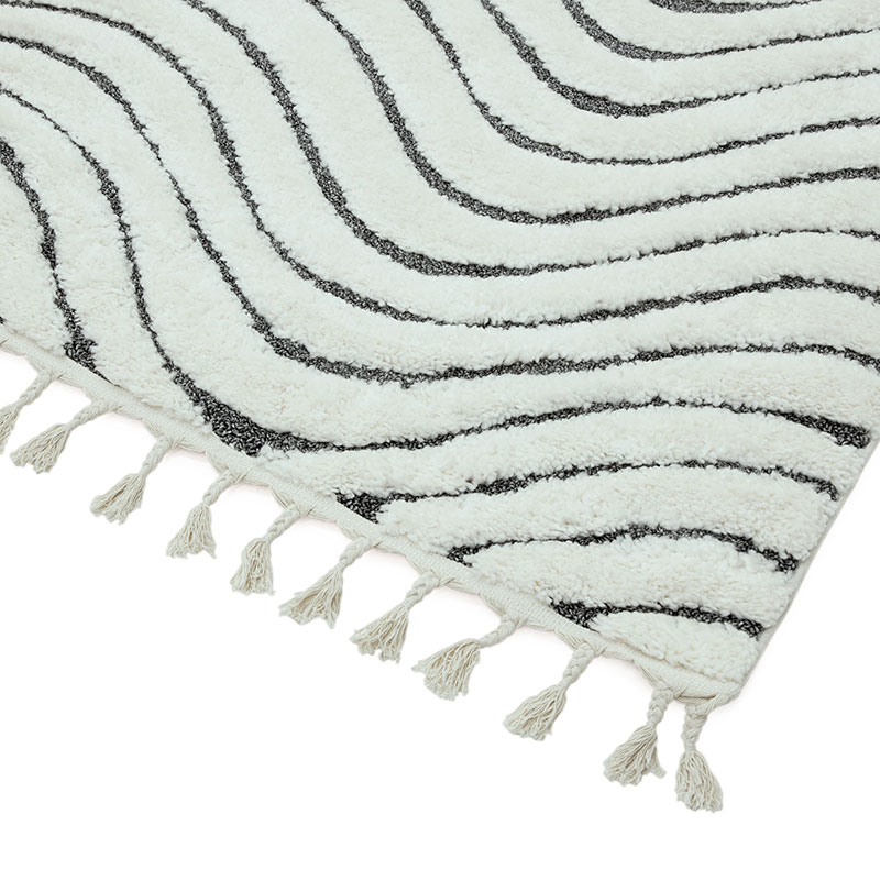 Arianna ripple shaggy moroccan rug, 200 x 290cm, Cream-2