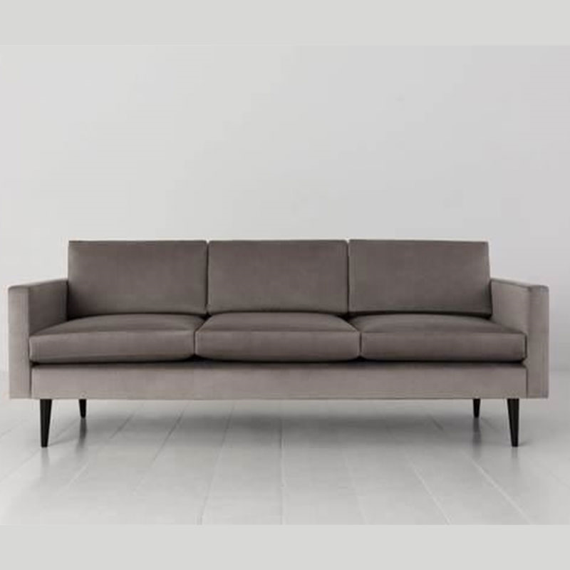 Model 01 3 Seater Velvet Sofa, Elephant-1