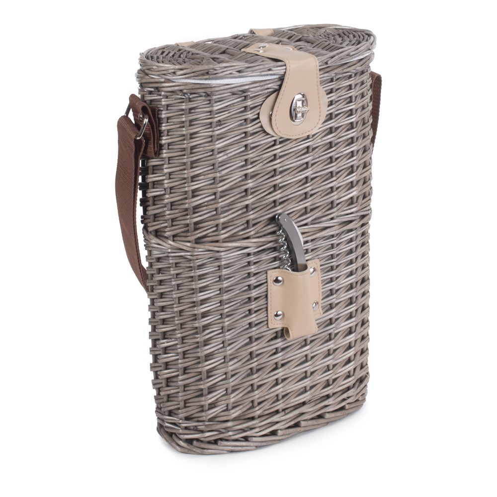 Insulated Carry basket - 2 Bottle, 26 x 15 x 37cm, Brown-3