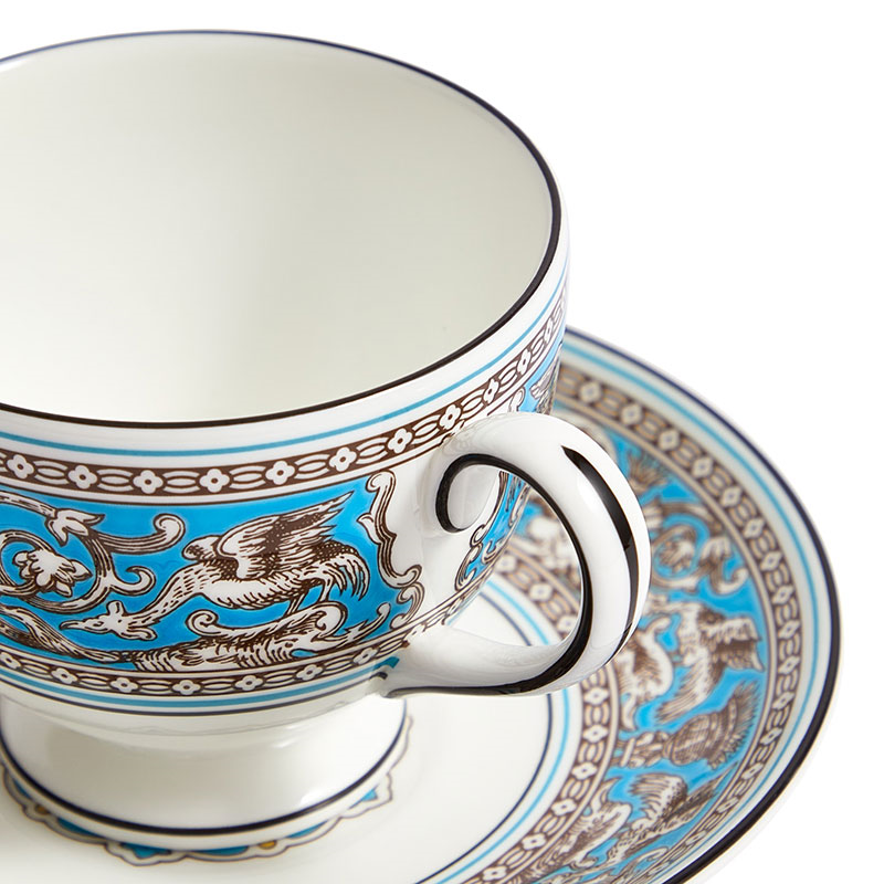 Florentine Teacup and Saucer, 174ml, Turquoise-1