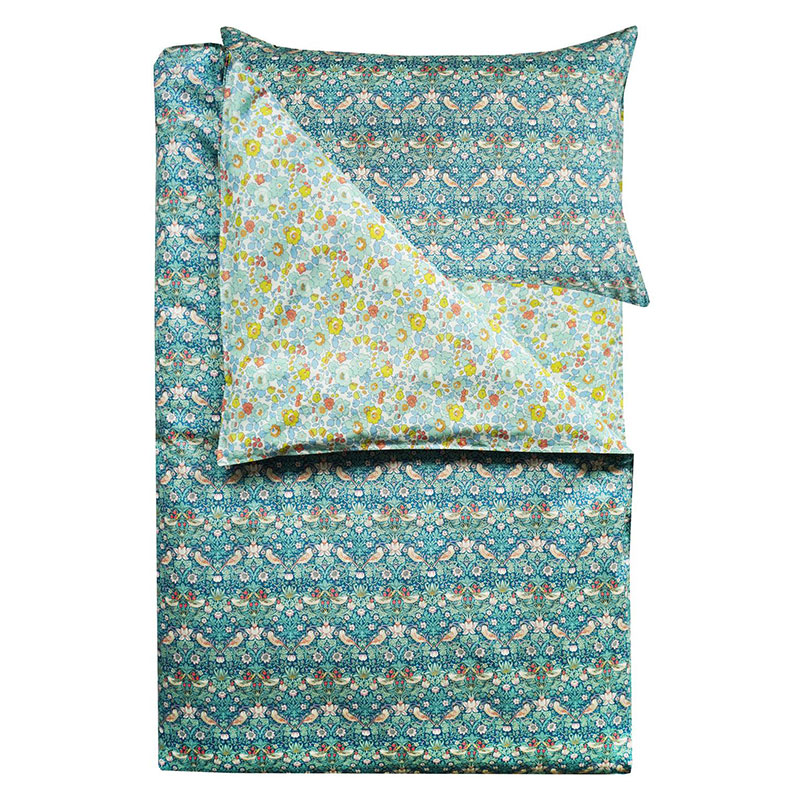 Strawberry Thief Duvet Set, Double, Green-0