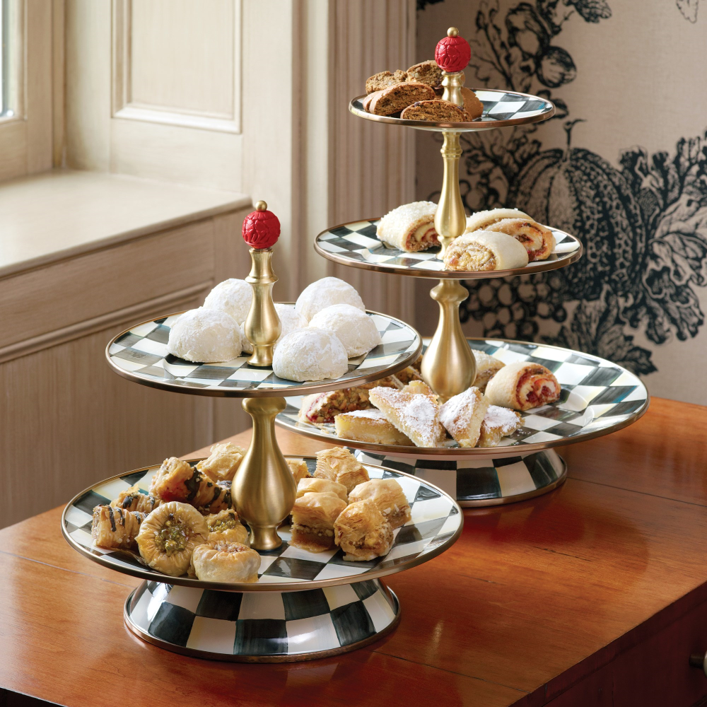 Courtly Check 2 tier sweet stand, 26 x 28cm, Enamel-1