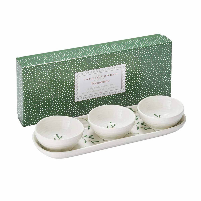 Mistletoe Serving bowl set, L27.5 x W10cm, White/ Green-3