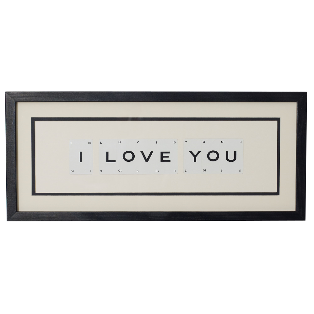 I LOVE YOU Medium frame, H20 x W51cm, Vintage Playing Cards, I LOVE YOU-0