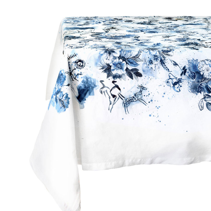 Wildlife Washed Linen Tablecloth, 170 x 350cm-3