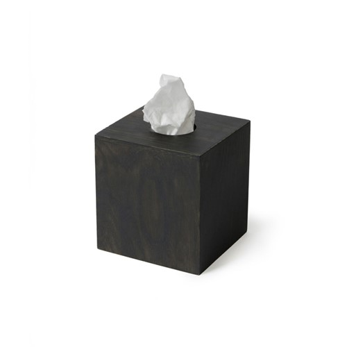 Mezza Tissue box cube, H14 x W12.5 x D13cm, Dark Brown-0