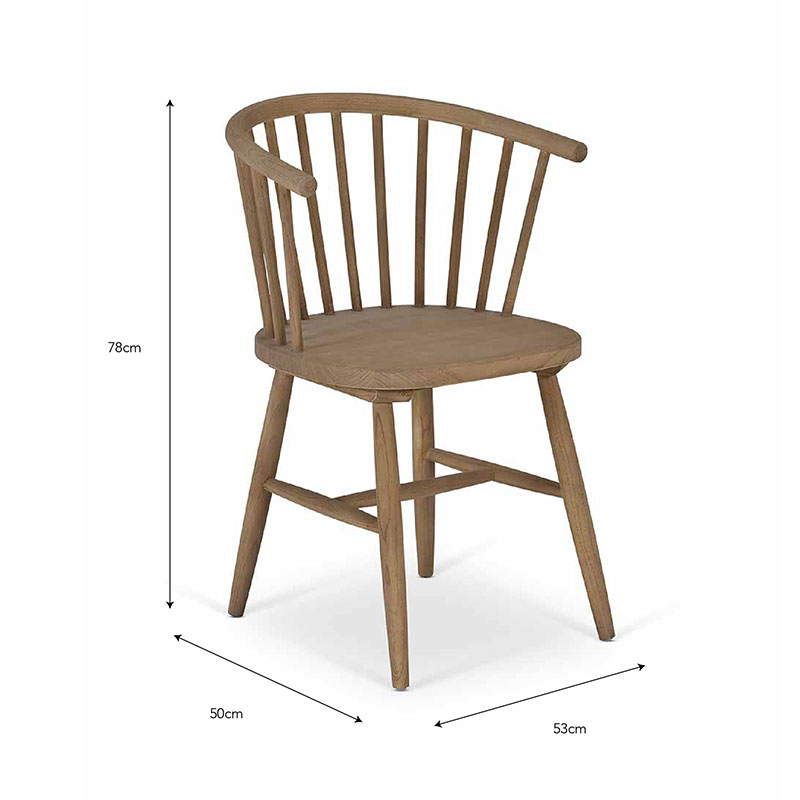 Landrake Set of 2 Curved Back Dining Chairs, Natural-5