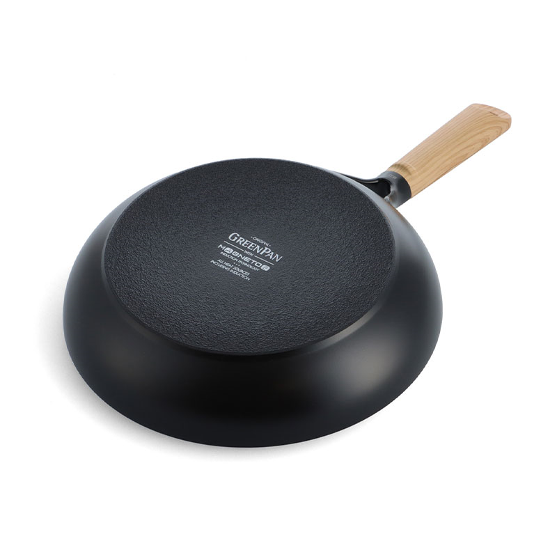 Eco-Smartshape Non Stick Wok with Light Wood Patterned Handle, 20cm, Black-5