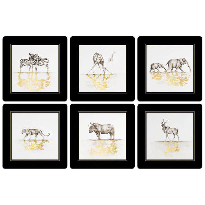 Savannah Boxed Set of 6 Table Mats, 24cm, Black-0