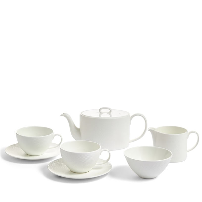 Gio 7 Piece Tea Set, White-0