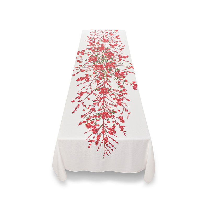 Les Airelles Linen Tablecloth, 165 x 300cm, Red-2