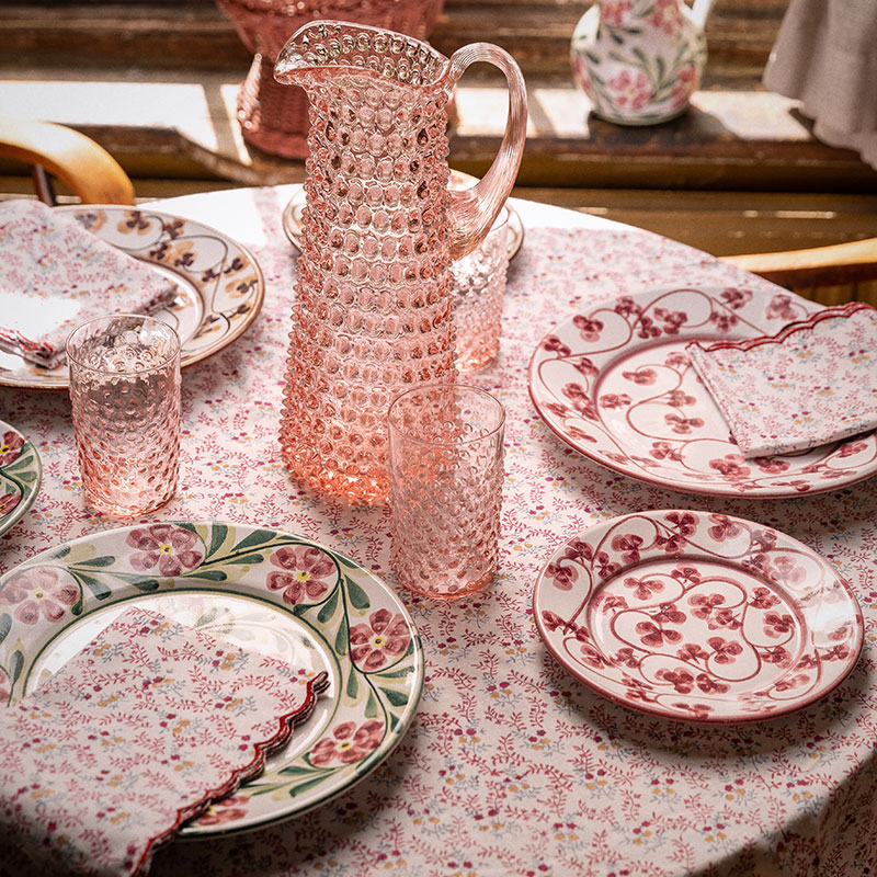 Little Flowers Tablecloth, D228cm, Pink-0