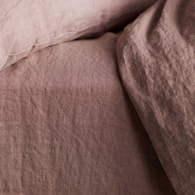 Linen Fitted Sheet, King, Vintage Rose-0