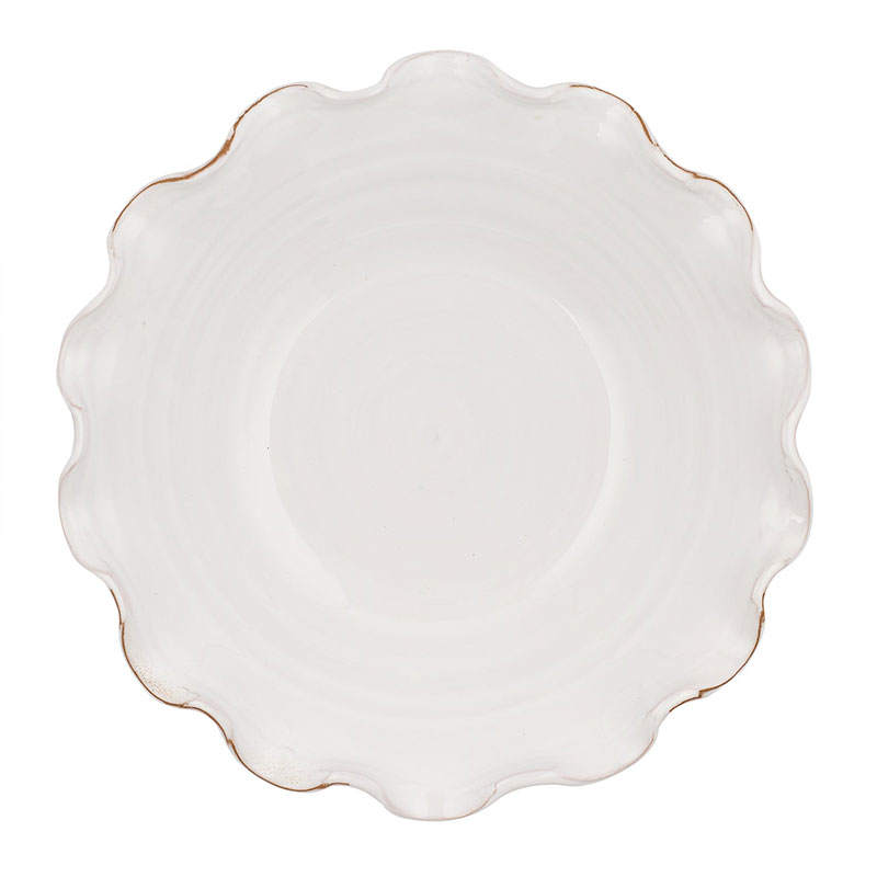 Ruffle Ceramic Bowl, Medium, White-2