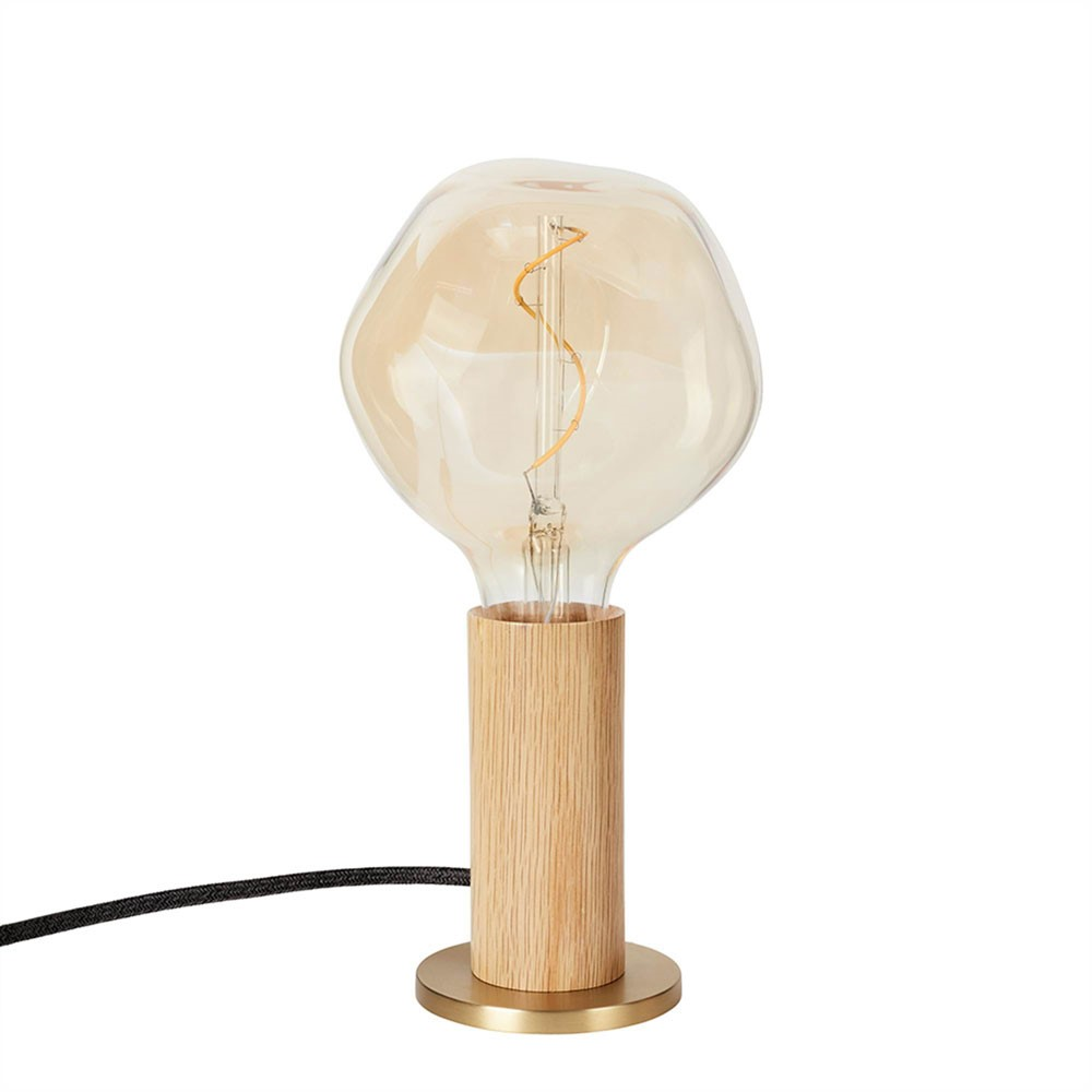 Knuckle Pendant Table lamp with voronoi bulb, H30 x D13cm, Oak & Brass-1