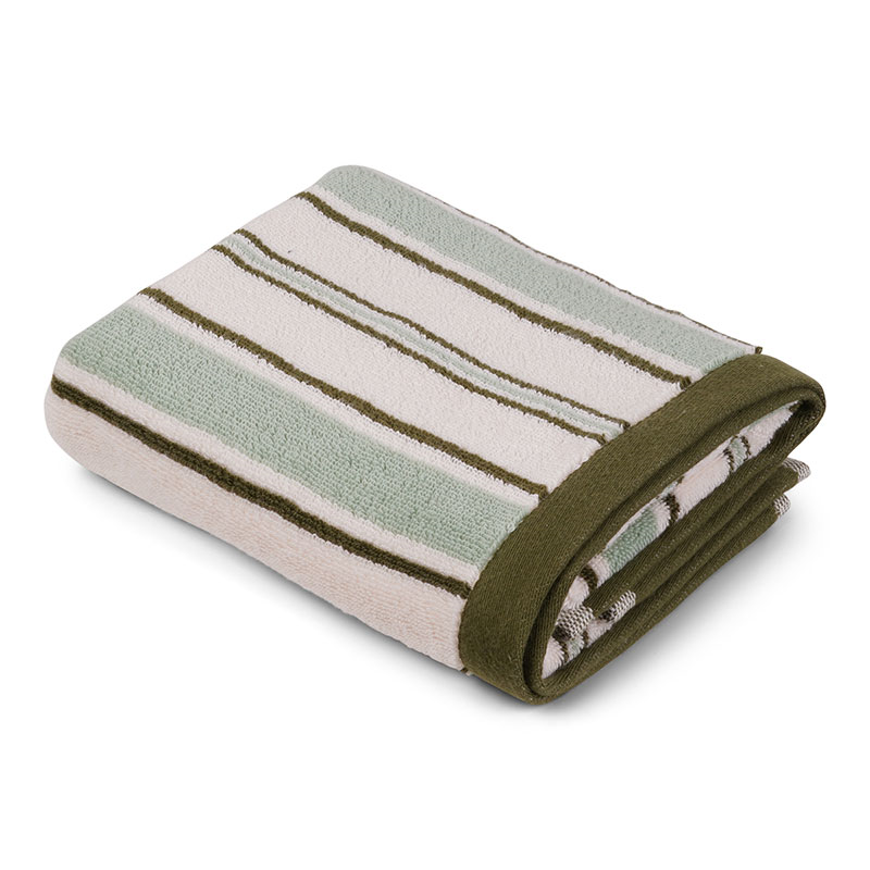 Shoreham Stripe Bath Towel, Sage Botanical Green-1