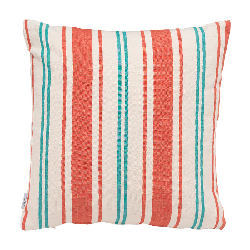 Summer Stripe Hand Made Cushion, 40 x 40 cm, Red / Green / White-0