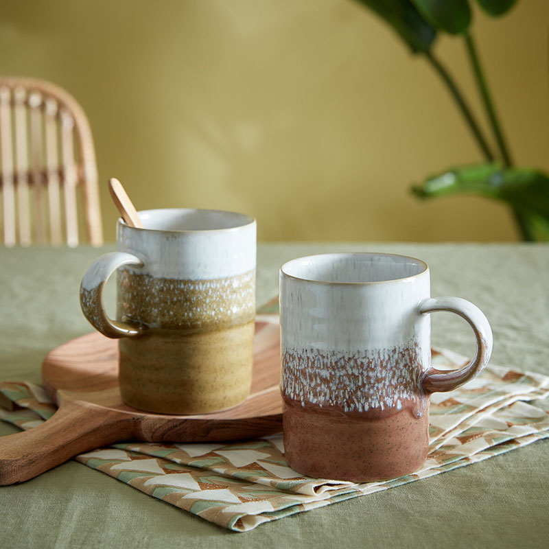 Kiln Accents Set of 2 Mugs, 410ml, Ochre & Rust-0