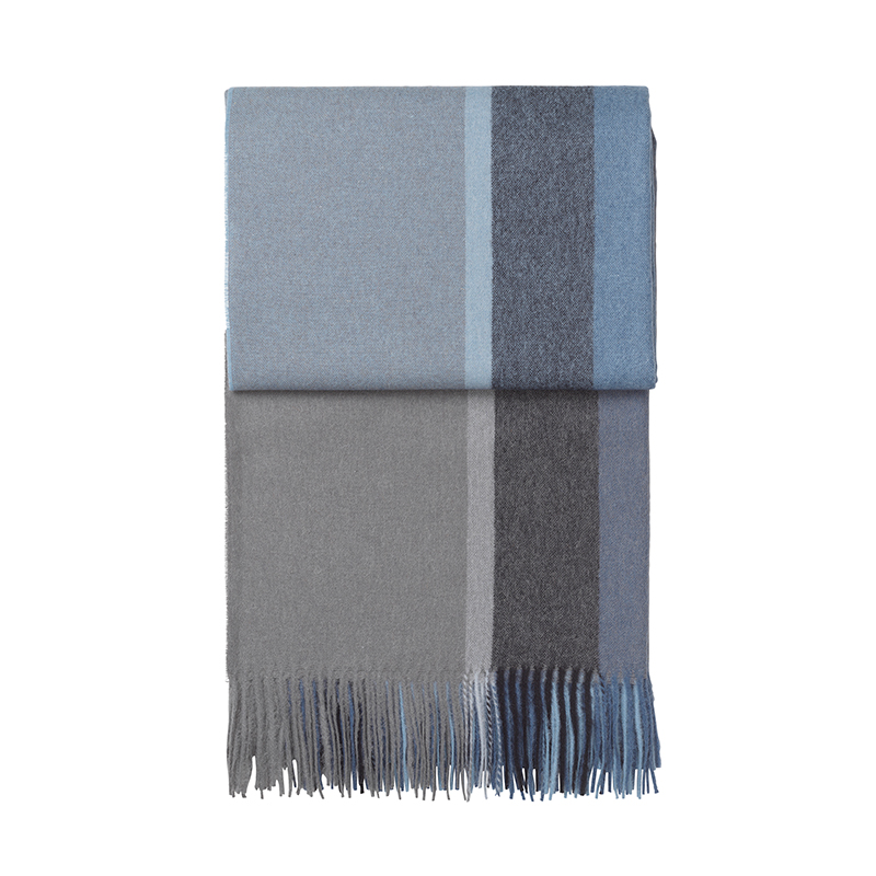 Manhattan Plaid Throw, H200cm x W130cm, Steel Blue/Dusty Ocean-0