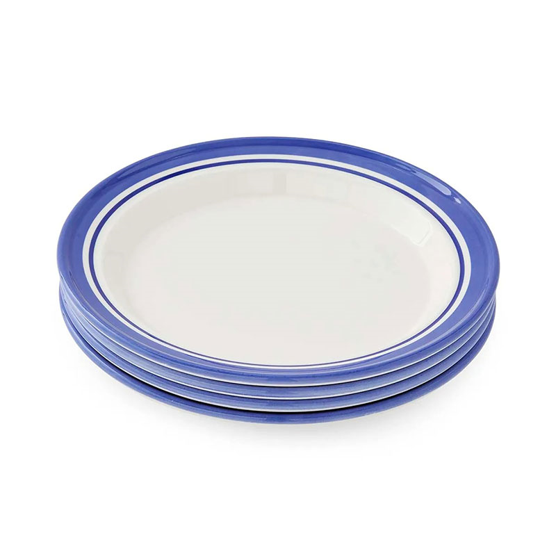 Potter's Stripe Set of 4 Dinner Plates, D26cm, Blue-3