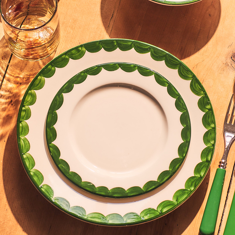 Scallop Dinner Plate Set of 2, D28cm, Green-0