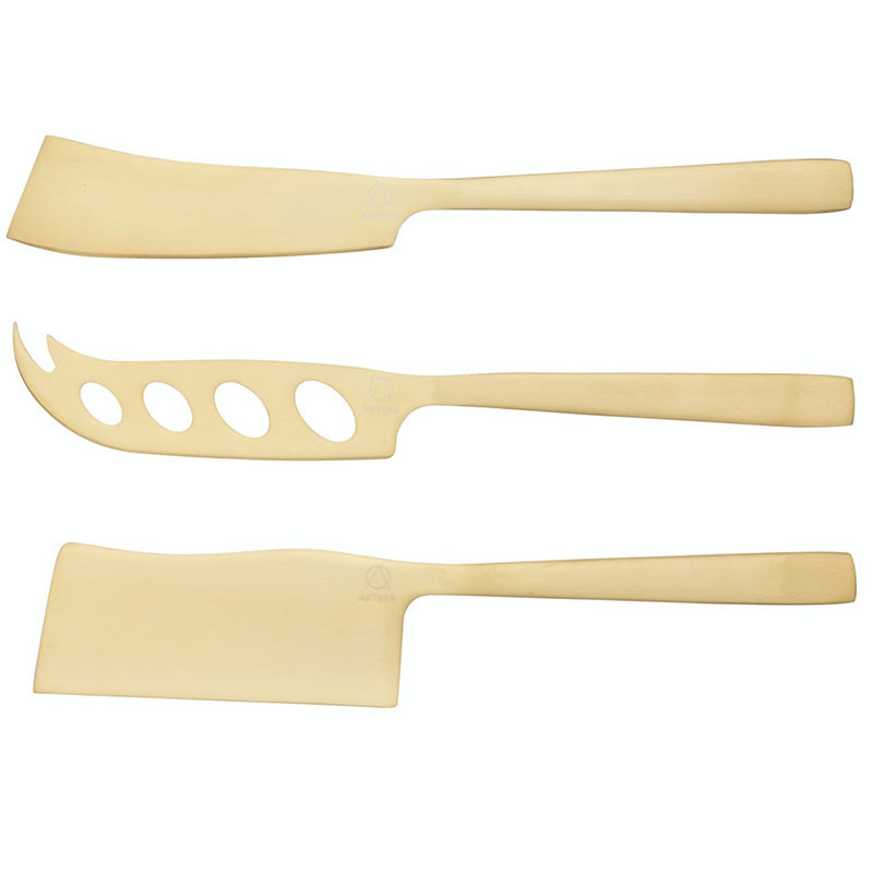 Set of 3 cheese knife set, Brass-0