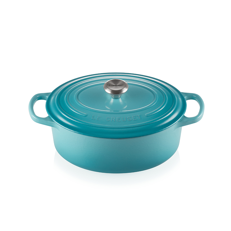 Signature Cast Iron Oval casserole, 27cm - 4 litre, Teal-0