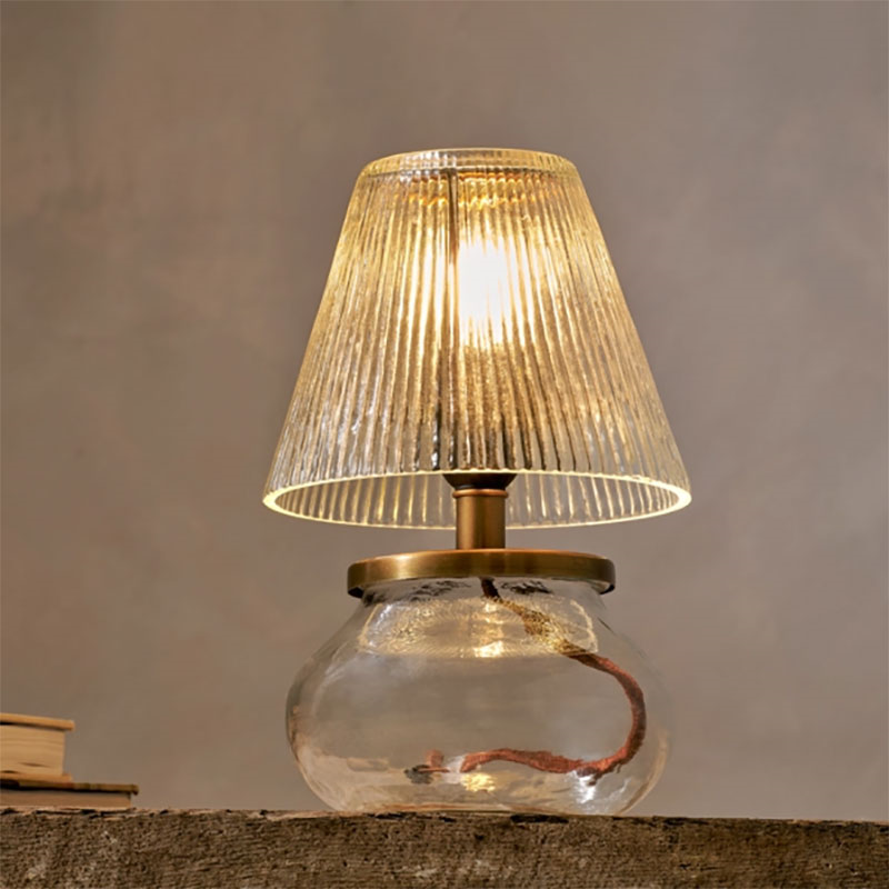 Dimalai Recycled Glass Table Lamp, H27cm, Clear-2