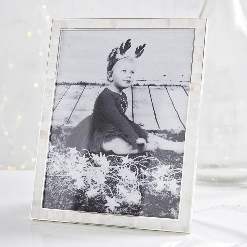 Mother of Pearl Photograph frame, 8 x 10", White-3