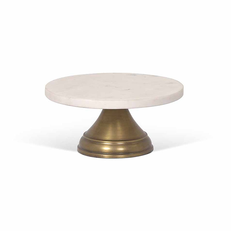 Brompton Marble Cake Stand, D25cm, Antique Brass Finish-3