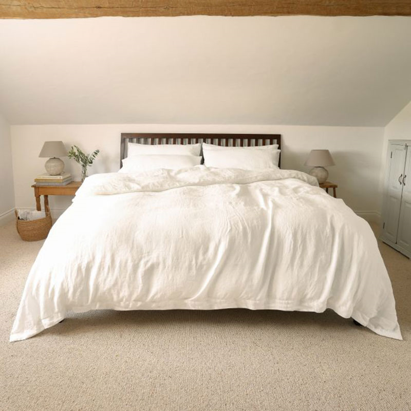 Linen King Size Duvet Cover, White-0