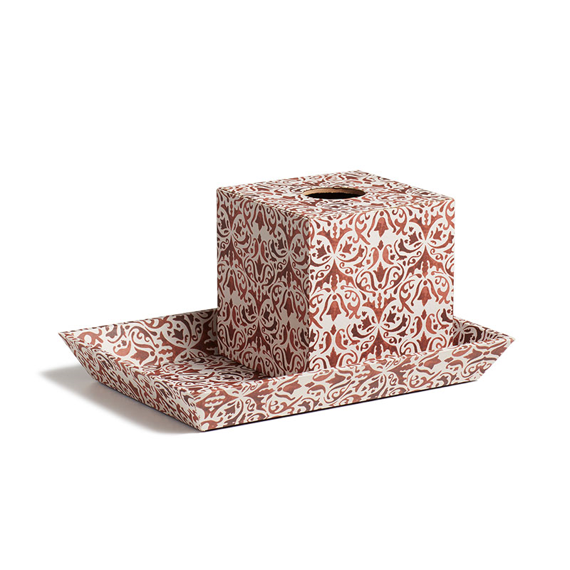 Nasau Tissue Box and Tray, Washed Rust-0