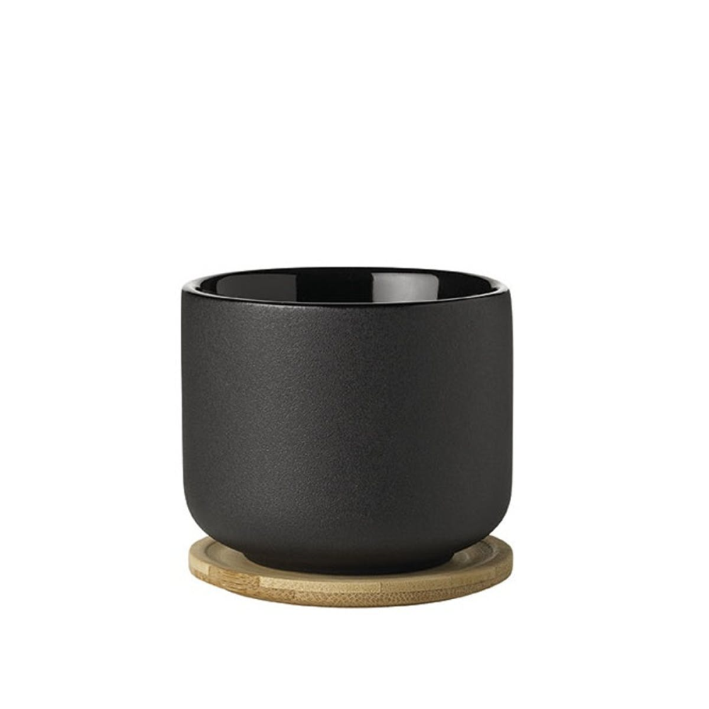 Theo by Francis Cayouette Cup with coaster, H8cm, Black-0