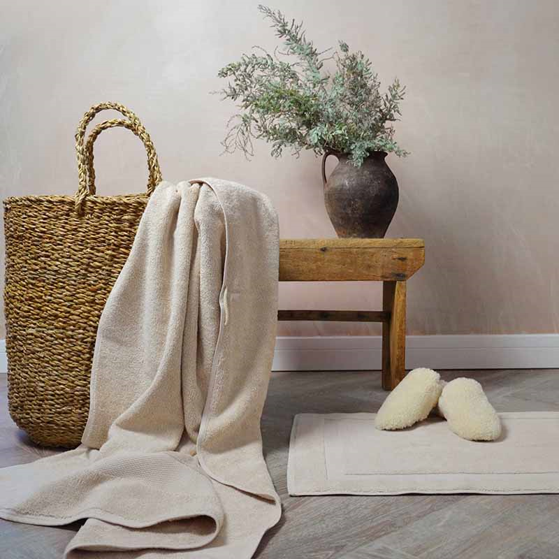 Organic 600gsm The Bath Mat, 50 x 80cm, Flax-0