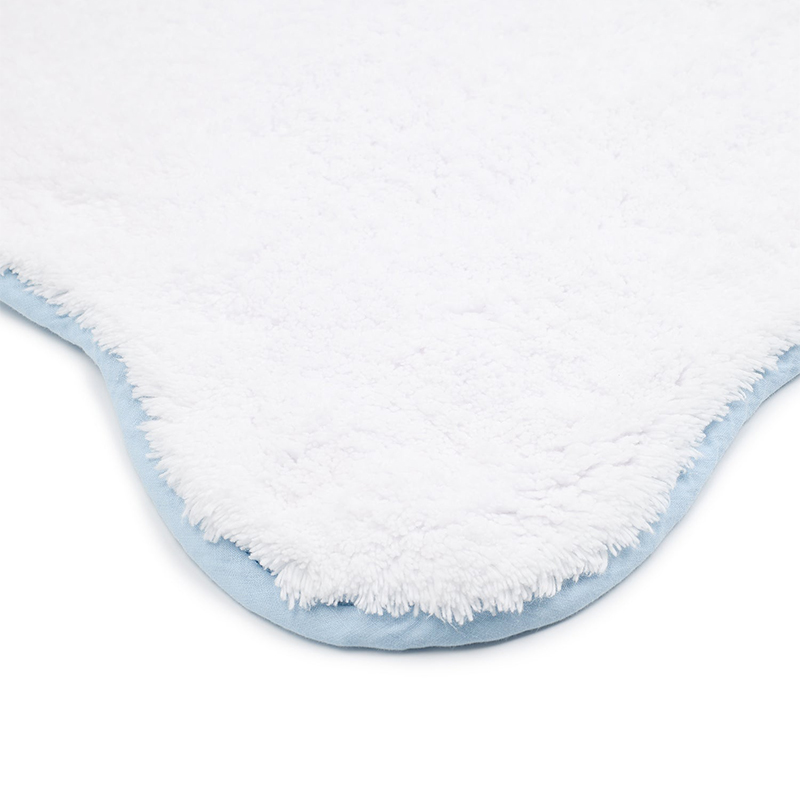 Scalloped Piped Bath Mat, 80 x 50cm, Powder Blue-2